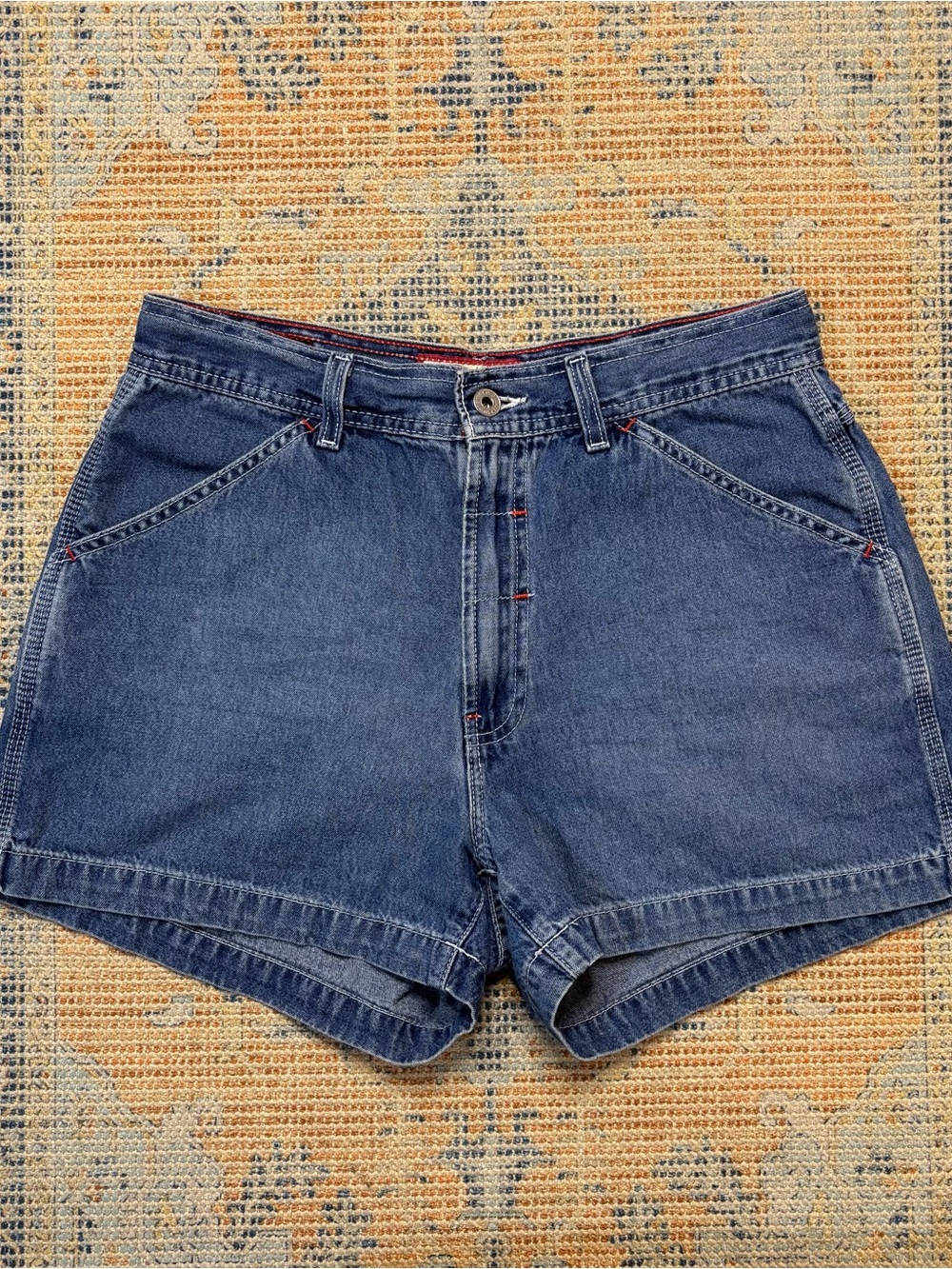 Vintage Old Navy Blue Denim Jean Shorts High Rise 3in Inseam Size 30 Cotton